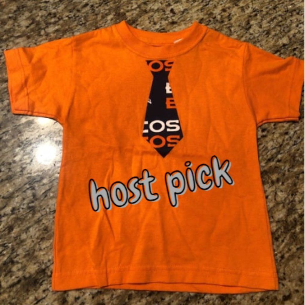 💗HOST PICK💗Orange T-Shirt with Broncos Tie ONE3T 3T Handmade NWT Boutique